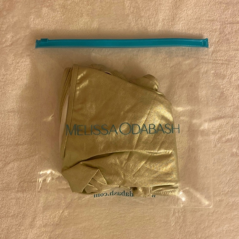 MELISSA ODABASH Ibiza Cut Out One Piece Swimsuit Metallic Effect Gold US M NWT - Picture 13 of 15